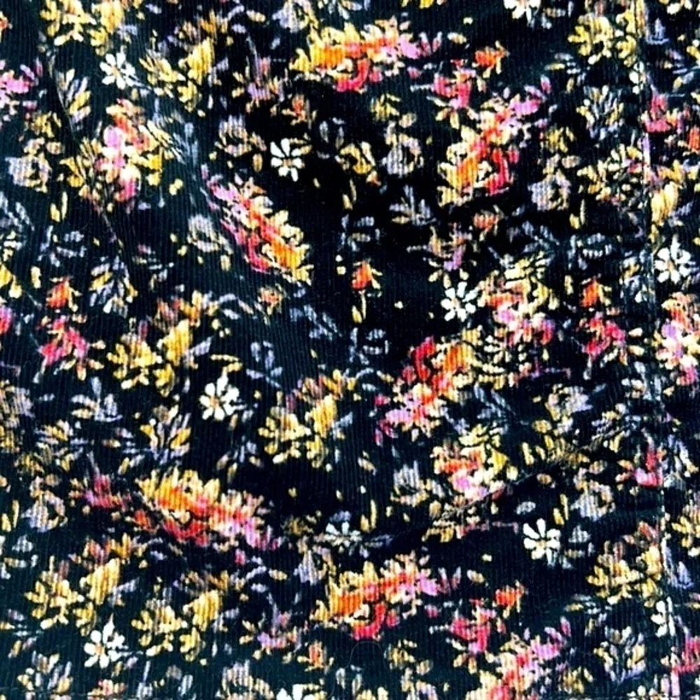 Mossimo Supply CO - Floral Corduroy Black Button Mini Skirt Size 6